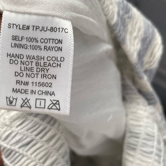 Skylar + Madison Wide Leg Stripe Off the Shoulder Jumpsuit in White Blue Size XS - Picture 8 of 10